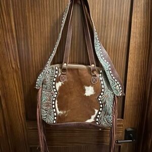 Myra Bag Brown and Cream Shoulder Bag